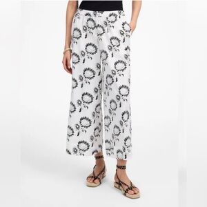 Madewell Pull-On Culottes in Cotton Poplin Wide Leg Med Graphic Sunflowers White